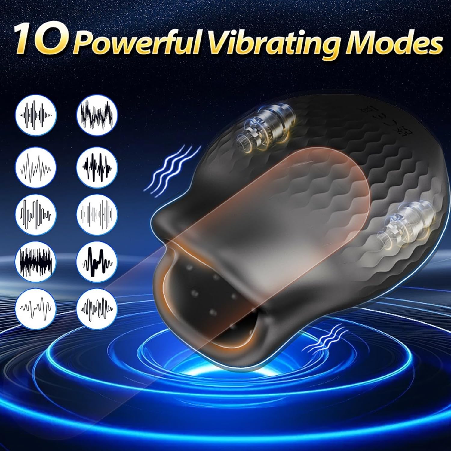 Mundförmig Masturbieren für Männer Solo Penis Trainer Vibrator Eichel Stimulation Taschenmuschi mit 10 Vibrations & APP Elektrische Cup-Masturbatoren Vibratorensets für Männer Sexspielzeug