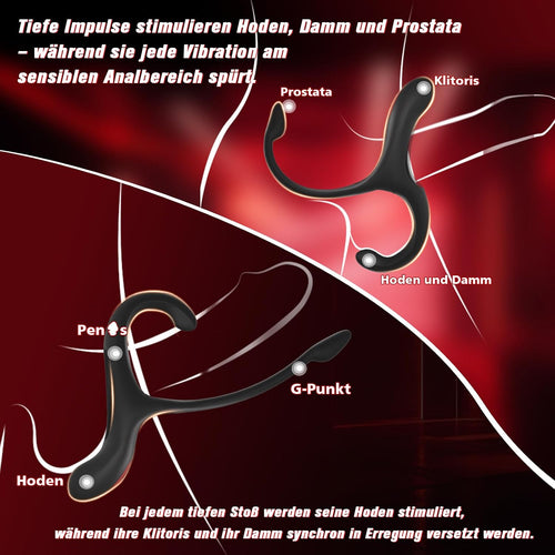 Analplug Prostata Hoden Stimulation Männer mit Penisring Klitorisstimulator, Anal Butt Plug Dildo Sex Spielzeug für die Männer Paare Frauen, Penis Ring Vibrator App, Cockring Sexspielzeug Vibration
