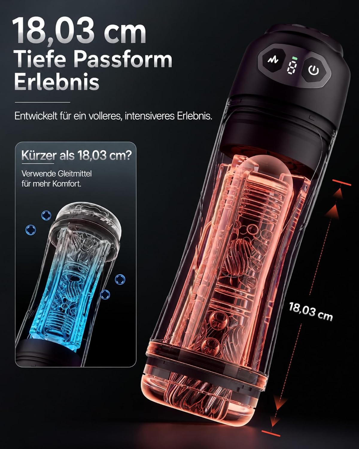 Masturbieren für Männer 7 Saug- & Vibrationsmodi Masturbator 18,03 cm Tiefe, KI Sex Spielzeug für die Männer, Elektrische Masturbatoren Druckregelung Penispumpe, Taschenmuschi mit Handyhalter Sex Toys